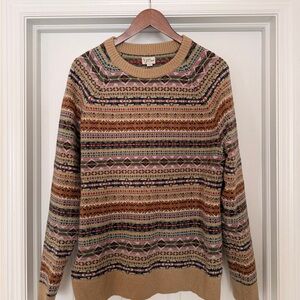 J. Crew Men's Tan Multicolor Crewneck Sweater